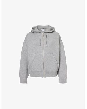 Bottega Veneta Light Melange Relaxed-Fit Zipped Cashmere-Blend Hoody - Grey