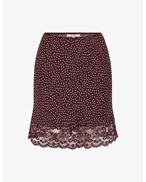 OMNES Remi Polka-Dot Satin Mini Skirt - Purple