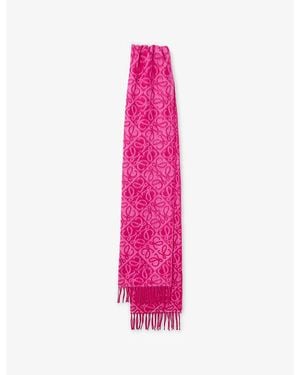 Loewe Anagram Wool And Cashmere Scarf - Pink