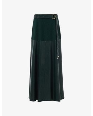 eem Paneled Faux-Leather Maxi Skirt - Green