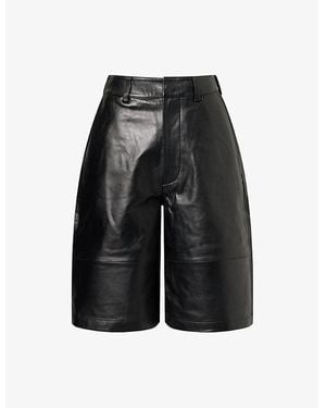 Frankie Shop Olivia Relaxed-Fit Leather Bermuda Shorts - Black