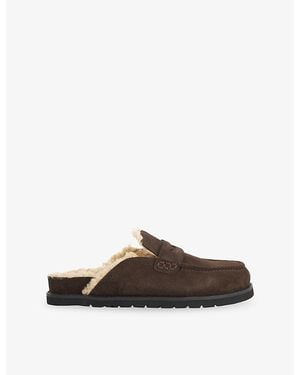 Dune Goldy Faux Shearling-Lined Suede Loafers - Brown