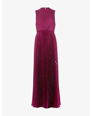 Phase Eight Simara Pleated Woven Maxi Dress - Purple
