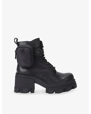 Steve Madden Barracks Leather Biker Boots - Black