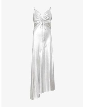 AllSaints Alexia V-Neck Lyocell Midi Dress - White