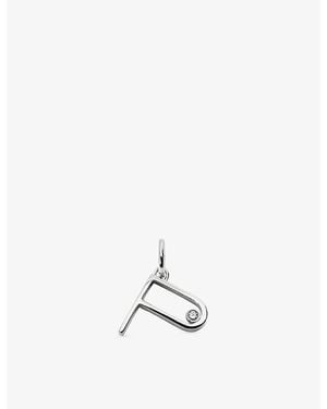 Monica Vinader Solitaire Diamond Initial P Sterling- And 0.035Ct Lab-Grown Diamond Pendant - White