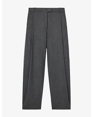 Reiss Aries Barrel-Leg High-Rise Wool-Blend Trousers - Grey