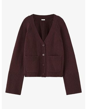 JOSEPH Harper V-Neck Cashmere Cardigan - Purple