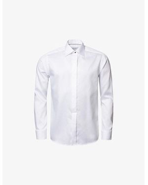 Eton Cutaway-Collar Contemporary-Fit Cotton-Dobby Tuxedo Shirt - White