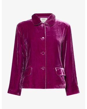 Reformation X Alexa Chung Pepo Velvet Jacket - Purple
