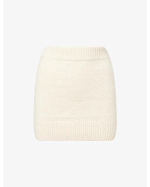 The Couture Club Emblem Embroidered Knitted Mini Skirt - White