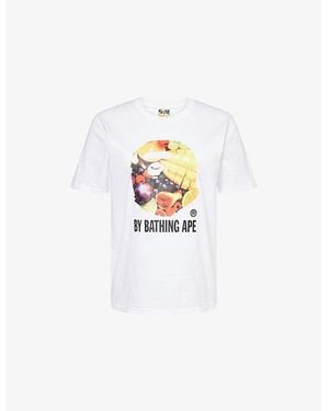 A Bathing Ape Fruit-Print Round-Neck Cotton-Jersey T-Shirt - White