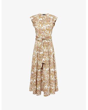 ME+EM Geo Paisley-Print Cotton Poplin Maxi Dress - Metallic