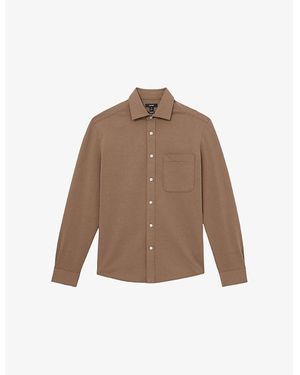 Reiss Kappo Patch-Pocket Stretch-Cotton Overshirt - Brown