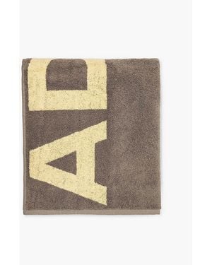 ADANOLA Branded-Print Cotton Beach Towel - Metallic