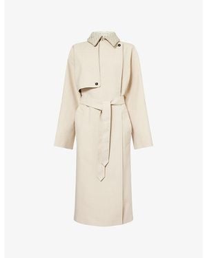 Bottega Veneta Pinstripe Oversize Wool-Blend Trench Coat - Natural