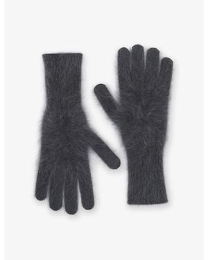 Reiss Millie Brushed-Cashmere Gloves - Grey