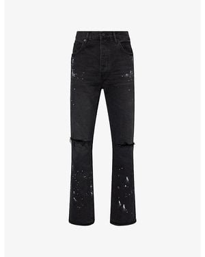 Purple Brand Paint Splatter Knee-Slit Denim Jeans - Black