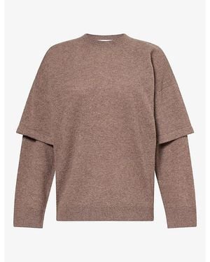 DARKPARK Troy Double-Sleeve Cashmere And Wool Knit Jumper - Brown