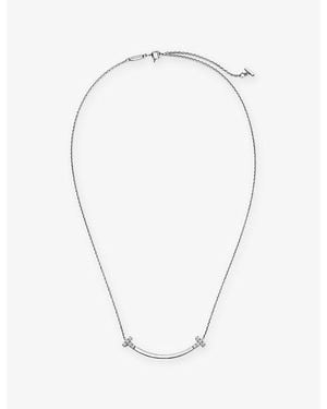 Tiffany & Co. Tiffany T Smile Medium 18Ct- And 0.19Ct Round-Brilliant Diamond Pendant Necklace - Blue