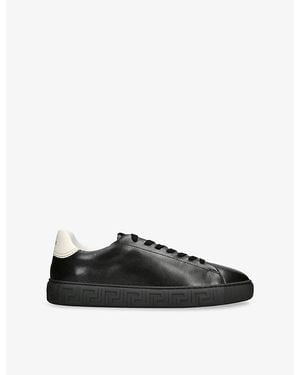 Versace Logo Leather Sneakers - Black
