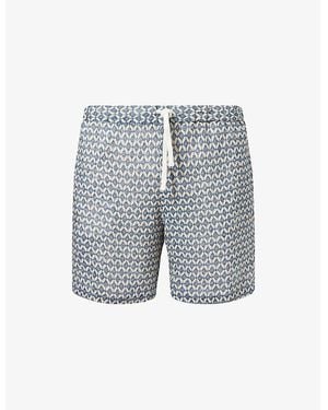 120% Lino Grpahic-Print Linen Bermuda Shorts - Blue