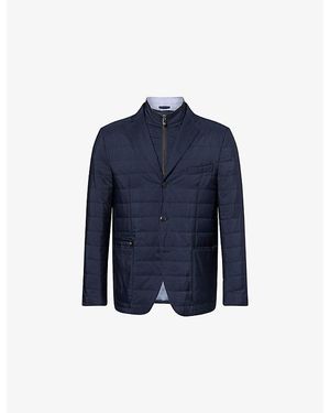 Corneliani Zipped-Insert Quilted Woven Blazer - Blue