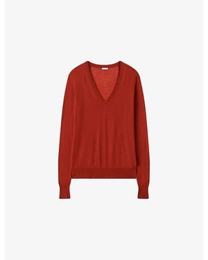 JOSEPH Cashair V-Neck Cashmere Sweater - Red
