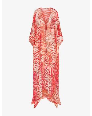 Skims Swim Cover-Ups Sheer Long Kaftan - Red