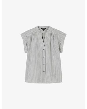 Whistles Sleeveless Striped Cotton Top - Grey
