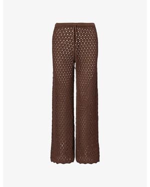4th & Reckless Katerina Wide-Leg Cotton-Blend Trousers - Brown