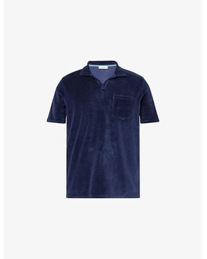 Sandbanks Towelling Regular-Fit Cotton Polo Shirt - Blue