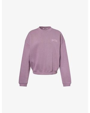 BO+TEE Brand-Embroidery Relaxed-Fit Cotton-Blend Sweatshirt - Purple