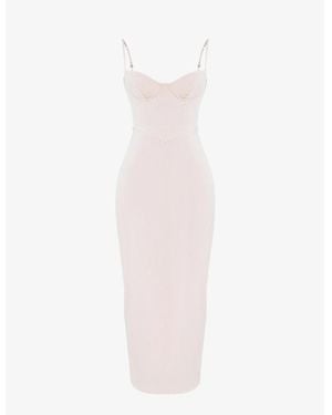 House Of Cb Stefania Fitted Satin Maxi Dress - White