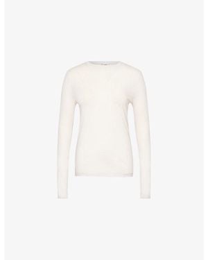 Skin Long-Sleeved Round-Neck Cotton T-Shirt - White
