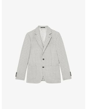 Reiss Canty Houndstooth Single-Breasted Stretch-Woven Blazer - White