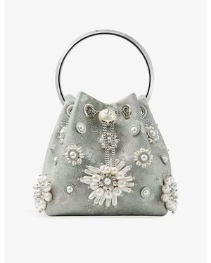 Jimmy Choo Bon Bon Brocade Top-Handle Bag - Gray