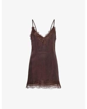 Dissh Andrea Lace-Trim Cupro Top - Brown