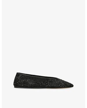 Le Monde Beryl Luna Rhinestone-Embellished Mesh Ballet Flats - Black