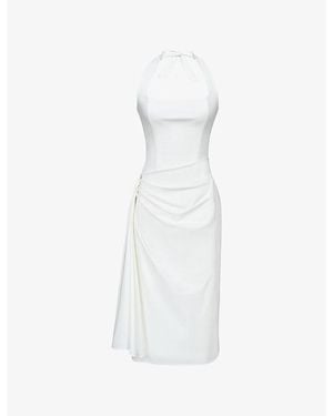 House Of Cb Tallulah Halterneck Cotton Midi Dress Xs (A-C Cup) - White