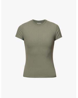 ADANOLA Soft Basics Brand-Print Stretch-Woven T-Shirt - Green