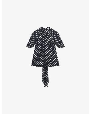 Reiss Alliana Polka-Dot Woven Blouse - Blue