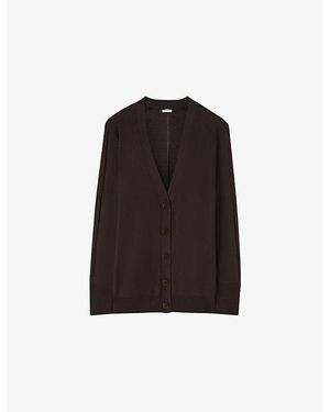 JOSEPH Gladi V-Neck Relaxed-Fit Silk Cardigan - Black