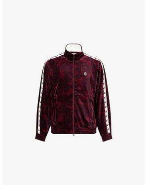 A Bathing Ape Metal-Logo Camo Velour Track Jacket - Red