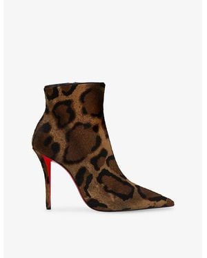 Christian Louboutin Miss Z Booty 100 Pony Bengali Leather Boots - Brown