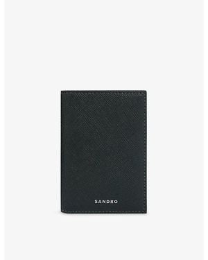 Sandro Logo-Embossed Faux-Leather Card Holder - Black