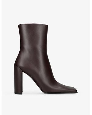 Alaïa Square-Toe Leather Heeled Boots - Brown