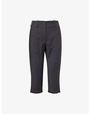 Ganni Striped Tailored Woven Capri Trousers - Blue