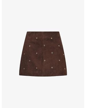 Dissh Sylvie Embellished Suede Mini Skirt - Brown