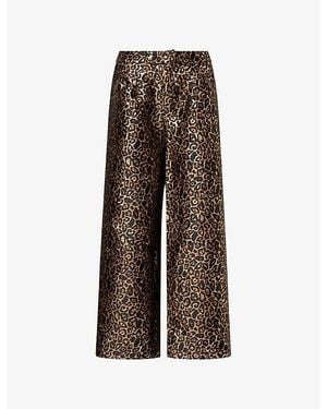 Sister Jane Cherie Leopard-Print Wide-Leg Woven Trousers - Brown